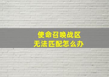 使命召唤战区无法匹配怎么办