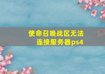 使命召唤战区无法连接服务器ps4