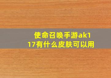 使命召唤手游ak117有什么皮肤可以用