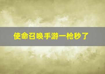 使命召唤手游一枪秒了