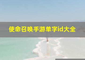 使命召唤手游单字id大全