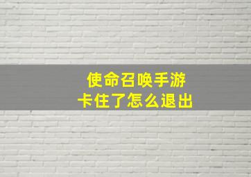 使命召唤手游卡住了怎么退出