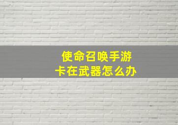 使命召唤手游卡在武器怎么办