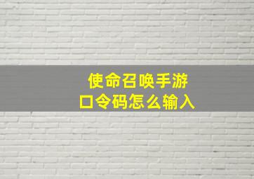 使命召唤手游口令码怎么输入