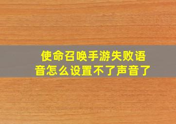 使命召唤手游失败语音怎么设置不了声音了