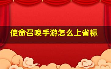 使命召唤手游怎么上省标