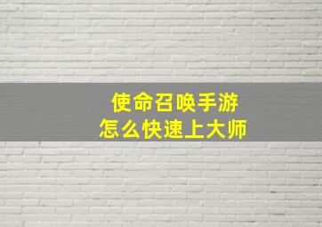 使命召唤手游怎么快速上大师