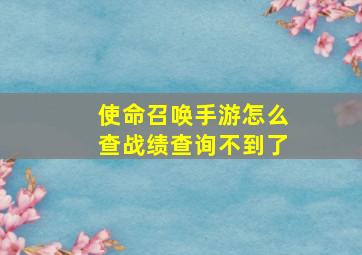 使命召唤手游怎么查战绩查询不到了