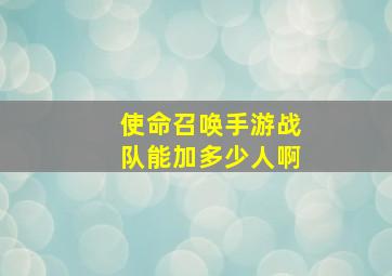 使命召唤手游战队能加多少人啊