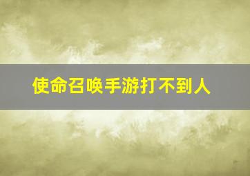 使命召唤手游打不到人