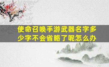 使命召唤手游武器名字多少字不会省略了呢怎么办