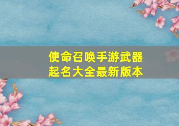 使命召唤手游武器起名大全最新版本