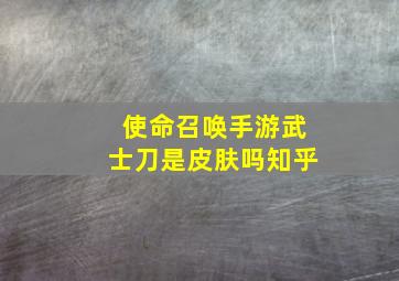 使命召唤手游武士刀是皮肤吗知乎