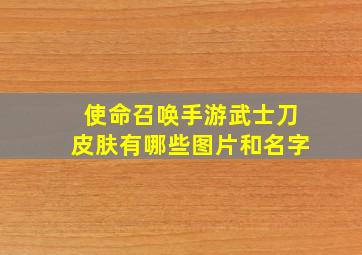 使命召唤手游武士刀皮肤有哪些图片和名字