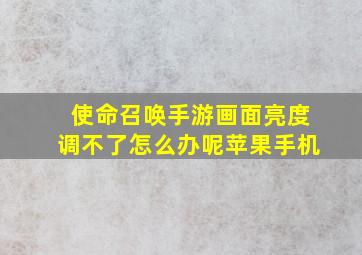 使命召唤手游画面亮度调不了怎么办呢苹果手机