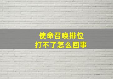 使命召唤排位打不了怎么回事