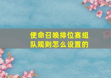 使命召唤排位赛组队规则怎么设置的