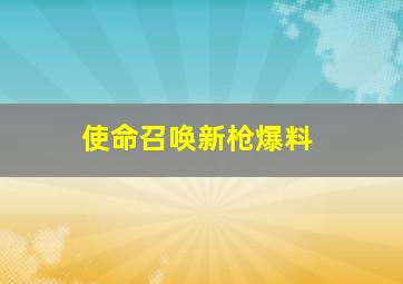 使命召唤新枪爆料