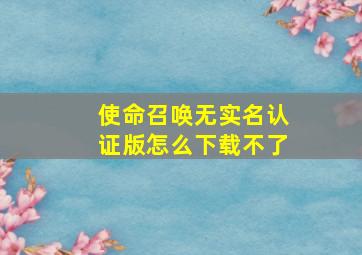 使命召唤无实名认证版怎么下载不了