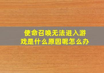 使命召唤无法进入游戏是什么原因呢怎么办