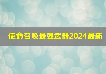 使命召唤最强武器2024最新