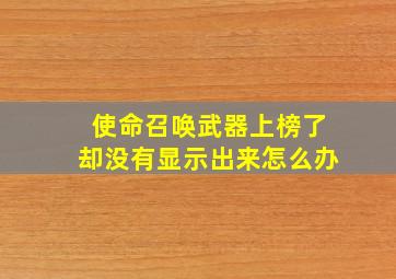 使命召唤武器上榜了却没有显示出来怎么办