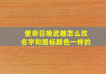 使命召唤武器怎么改名字和图标颜色一样的