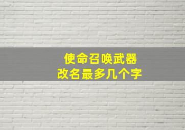 使命召唤武器改名最多几个字