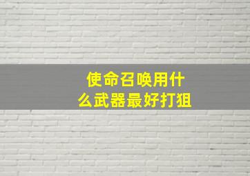 使命召唤用什么武器最好打狙