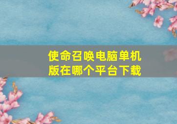 使命召唤电脑单机版在哪个平台下载