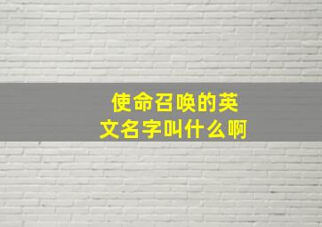 使命召唤的英文名字叫什么啊