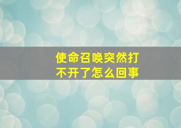 使命召唤突然打不开了怎么回事