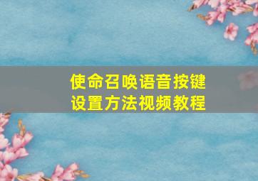 使命召唤语音按键设置方法视频教程