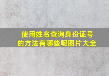 使用姓名查询身份证号的方法有哪些呢图片大全