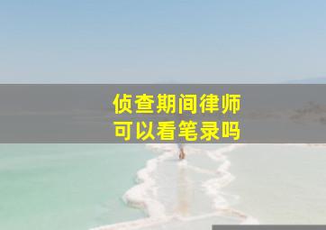 侦查期间律师可以看笔录吗