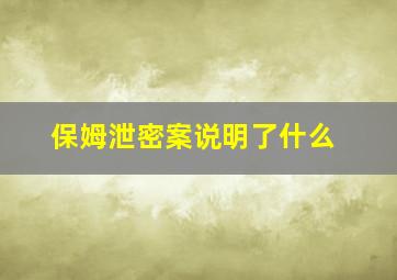 保姆泄密案说明了什么