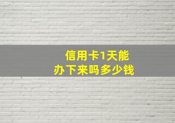 信用卡1天能办下来吗多少钱