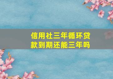 信用社三年循环贷款到期还能三年吗