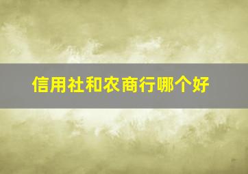 信用社和农商行哪个好