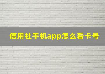 信用社手机app怎么看卡号