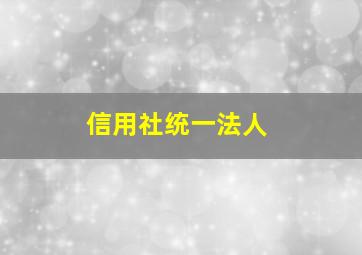 信用社统一法人