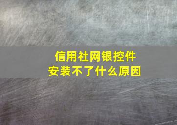 信用社网银控件安装不了什么原因