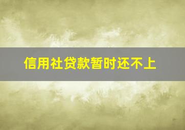 信用社贷款暂时还不上