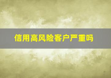 信用高风险客户严重吗