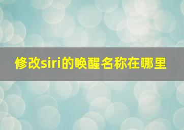 修改siri的唤醒名称在哪里