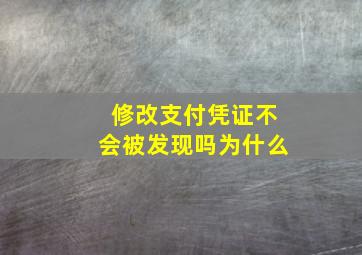 修改支付凭证不会被发现吗为什么