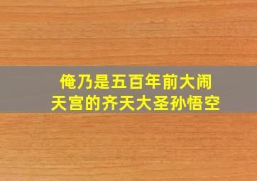 俺乃是五百年前大闹天宫的齐天大圣孙悟空