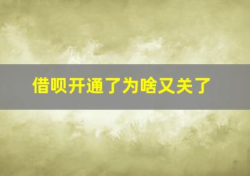 借呗开通了为啥又关了