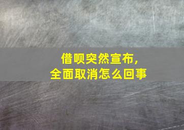 借呗突然宣布,全面取消怎么回事