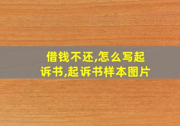 借钱不还,怎么写起诉书,起诉书样本图片